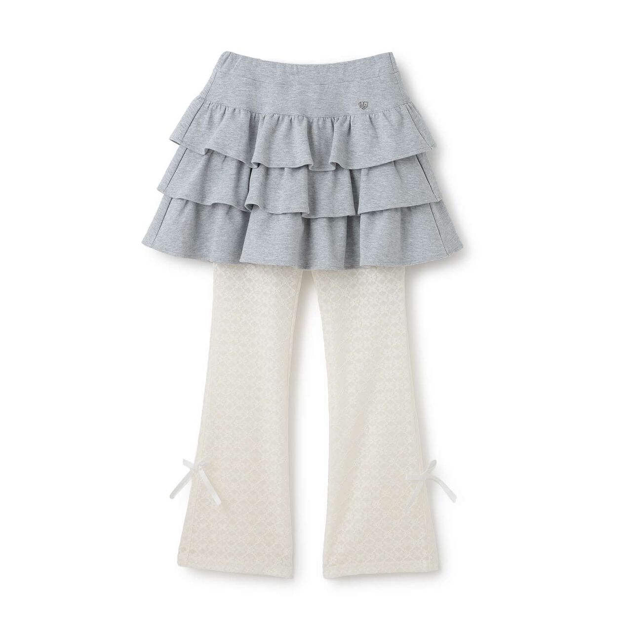 Frilly Tiered Skirt & Lace Pants Set,Ivory, large image number 14