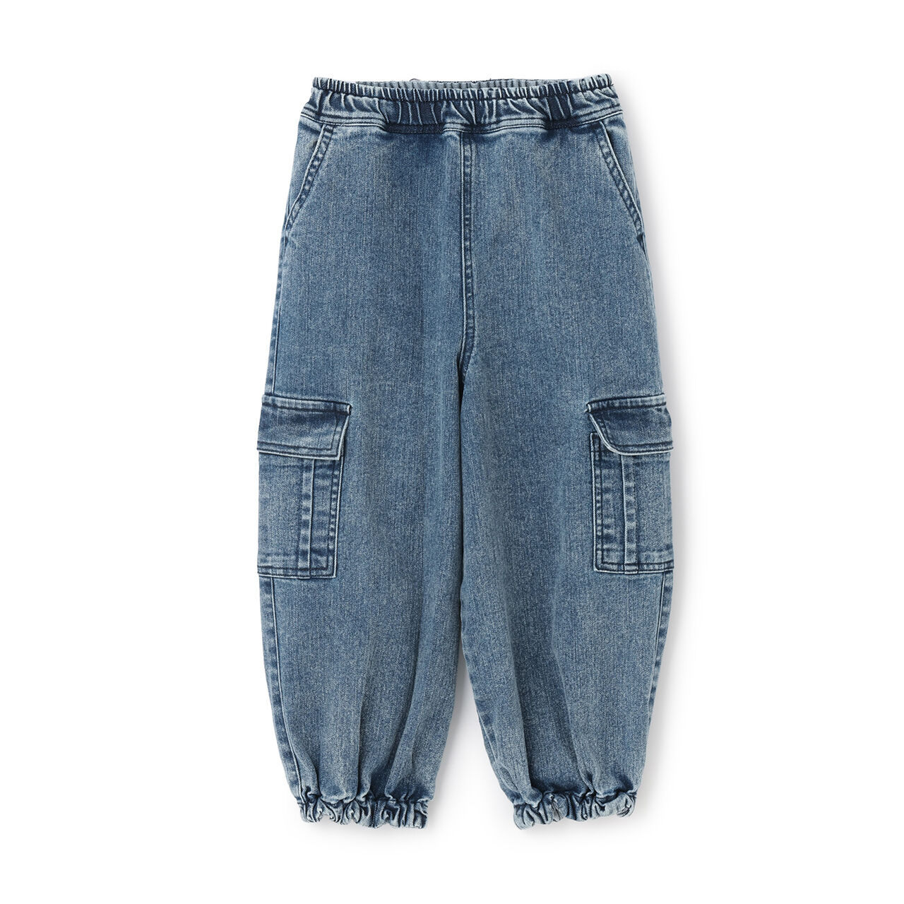 Stretch Denim Cargo Pants,Black, large image number 20