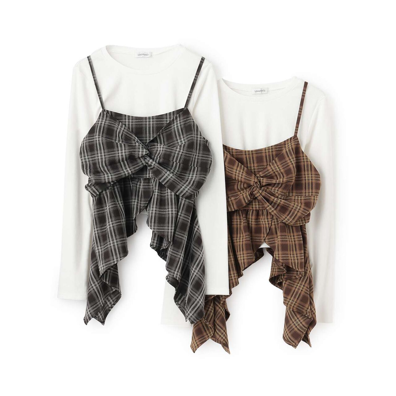 Inner Wear with Hem Checkered Camisole,Black, large image number 12