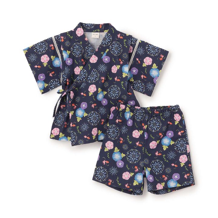 [Web Exclusive] GIRLS All-Over Pattern Jinbei,Navy, medium image number 7