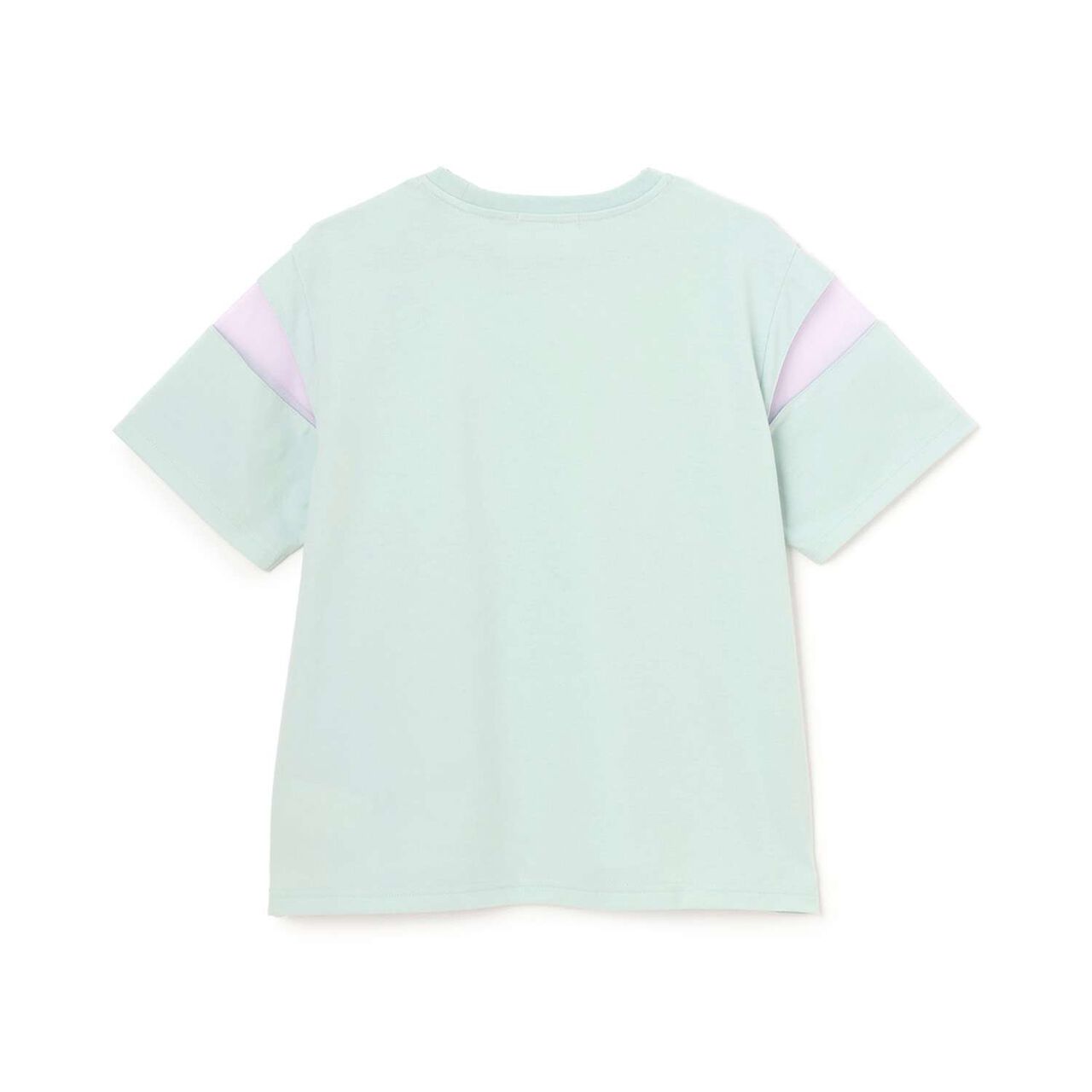 Tulle Sleeve Color Block Numbered Short Sleeve T-Shirt,Emerald green, large image number 1