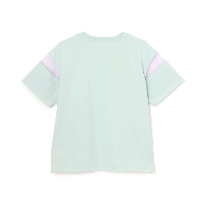 Tulle Sleeve Color Block Numbered Short Sleeve T-Shirt,Emerald green, medium image number 1