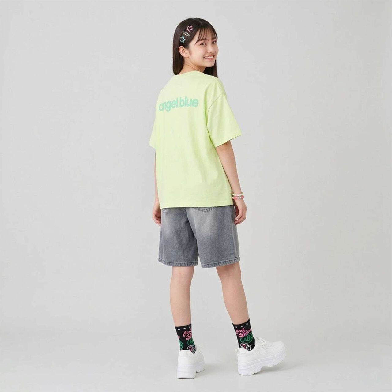 Angel Blue Upside Down Mr. Nakamura T-Shirt,Off white, large image number 12