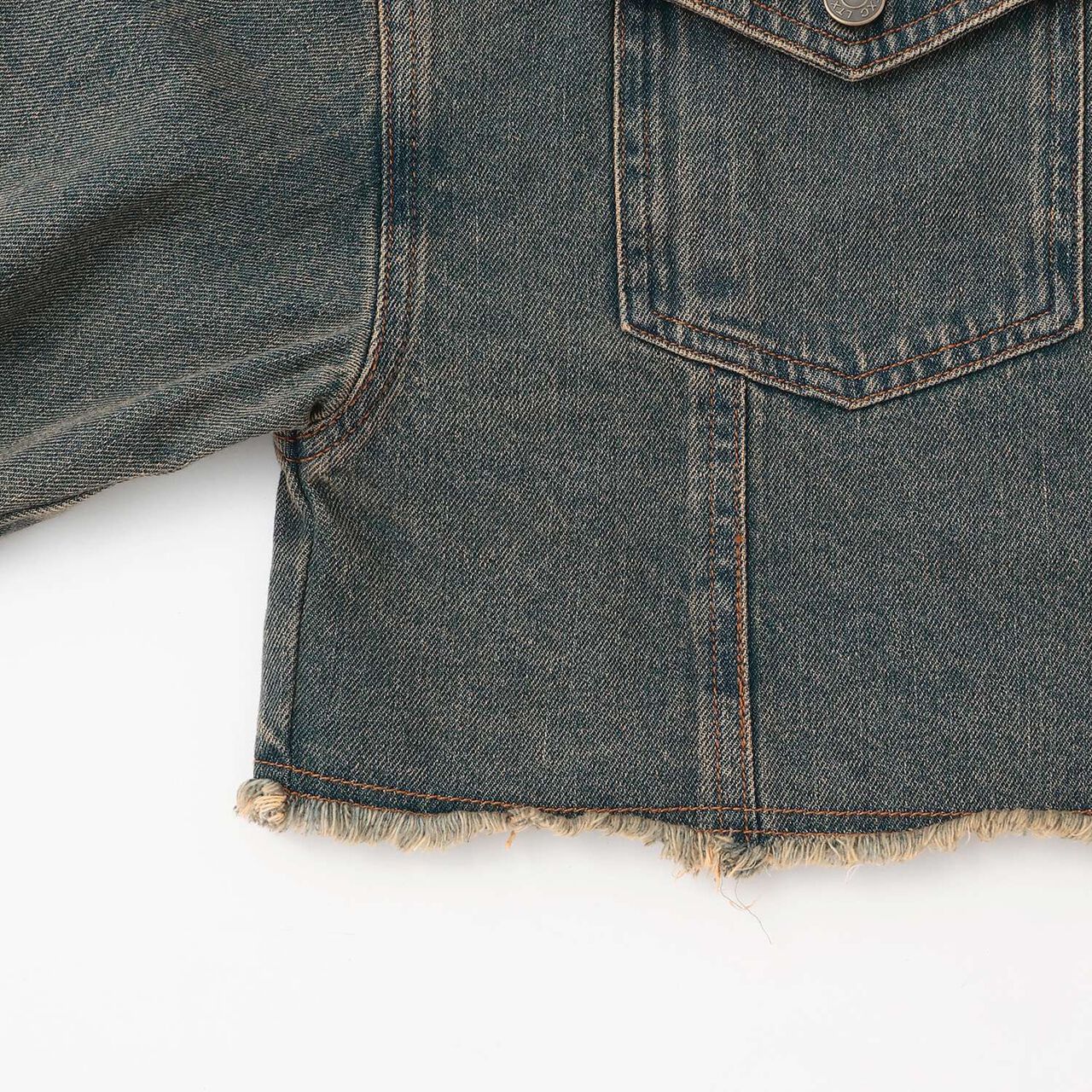 Cropped Denim Jacket,Navy, large image number 12
