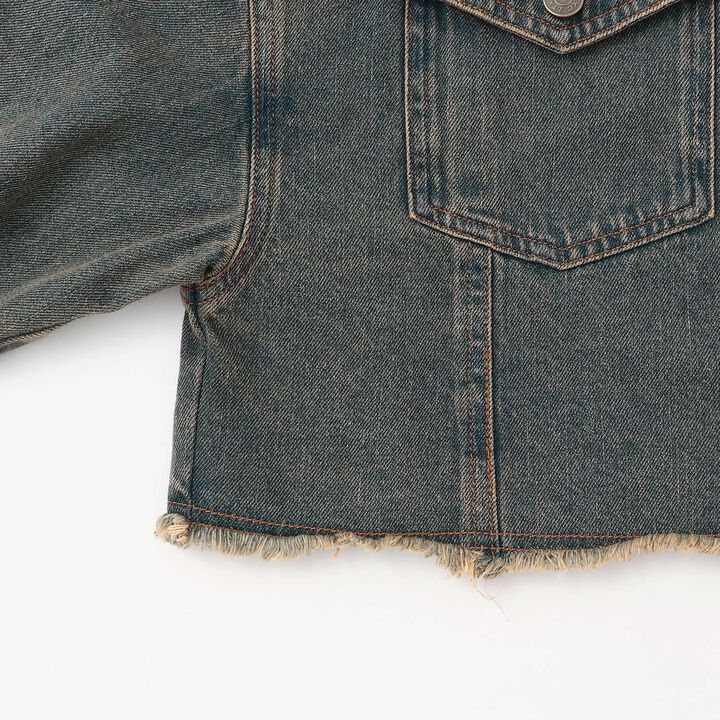 Cropped Denim Jacket,Navy, medium image number 12