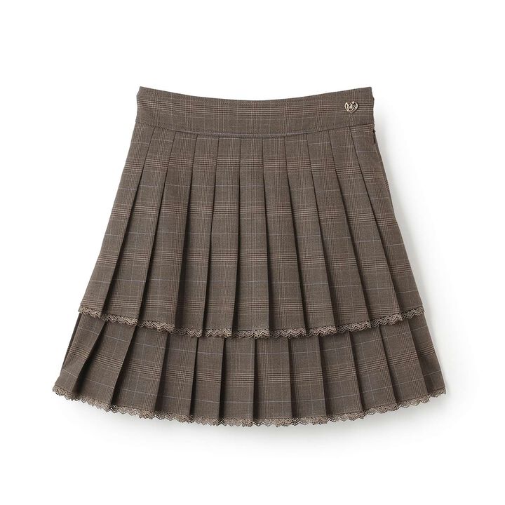 Trim Lace Double Layer Pleated Skirt-Pants,Black, medium image number 11