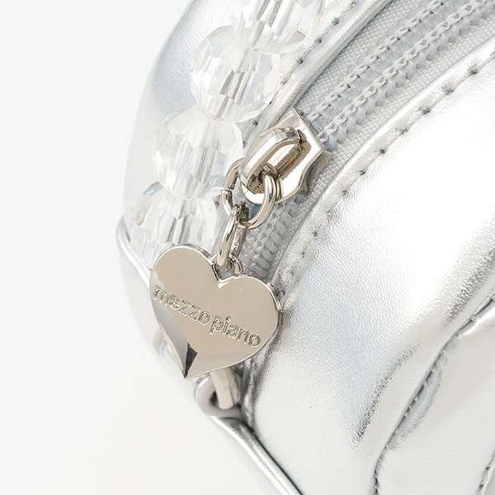 Heart-Shaped Clear Lame Shoulder Bag,Silver, medium image number 4