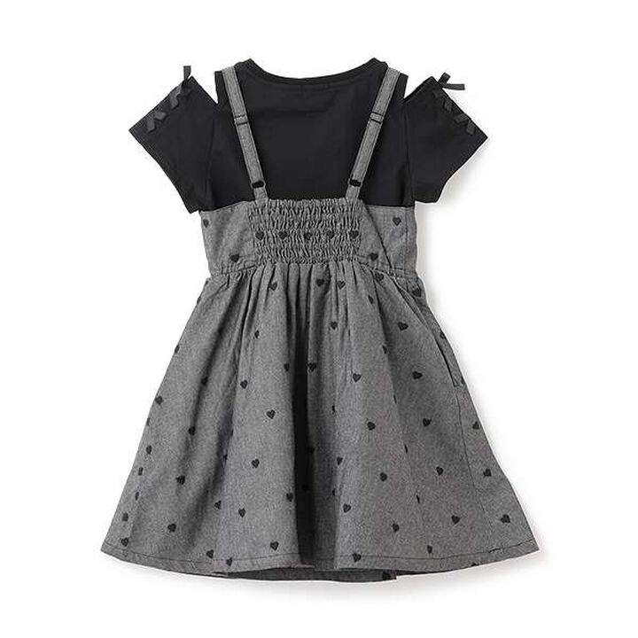 Shoulder Opening T-Shirt & Camisole One-Piece Dress Set,Black, medium image number 1