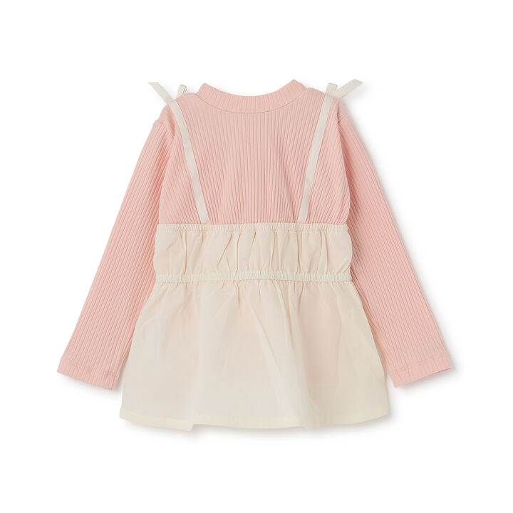 Heart Embroidered Frill Bustier Docking T-Shirt,Lavender, medium image number 13