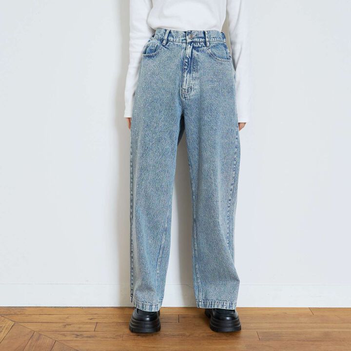 Stylish Stone Denim Pants,Blue, medium image number 10