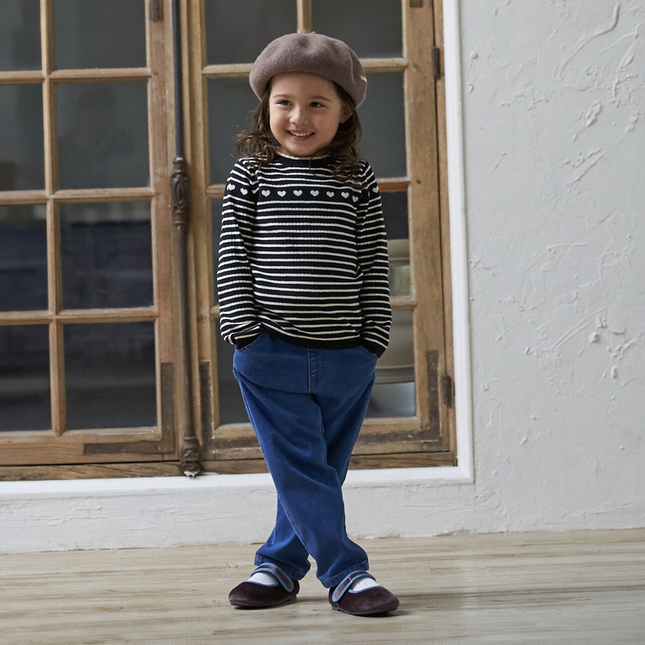 Wool Lined Denim Barrel Pants,Sax blue, large image number 3