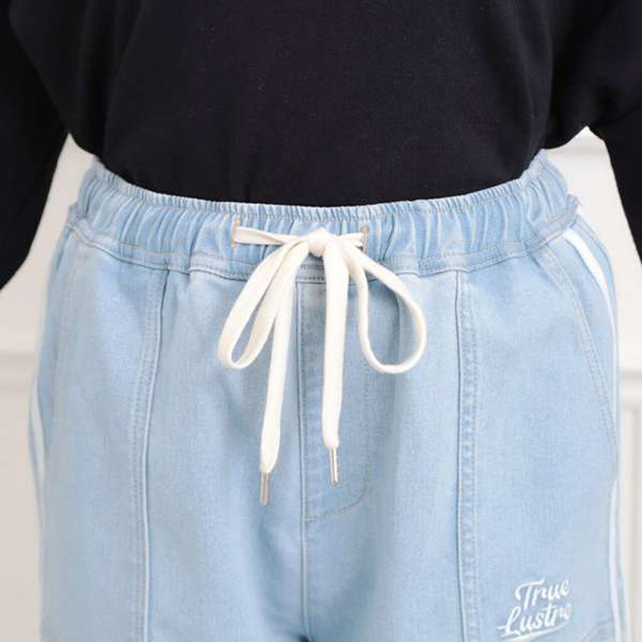 Line Denim Cargo Pants,Light blue, large image number 4