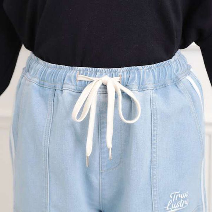 Line Denim Cargo Pants,Light blue, medium image number 4