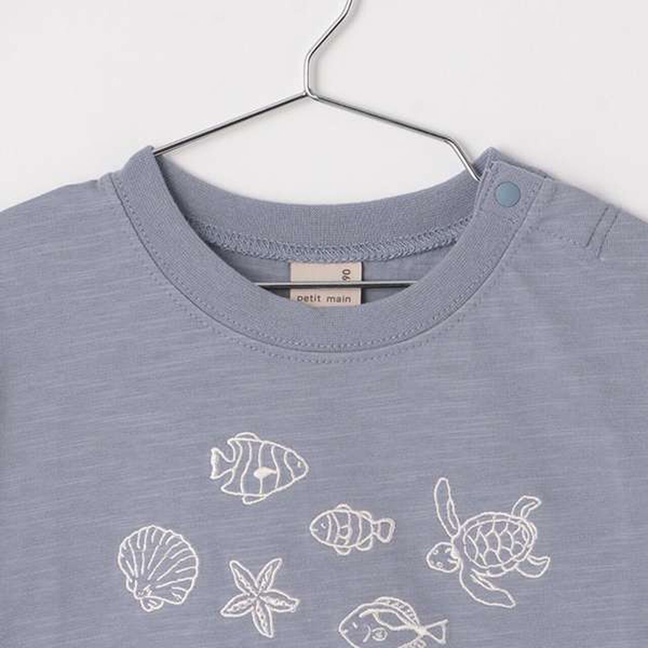 [Cool Touch] Ocean Embroidery Short Sleeve T-Shirt,Salmon pink, large image number 2