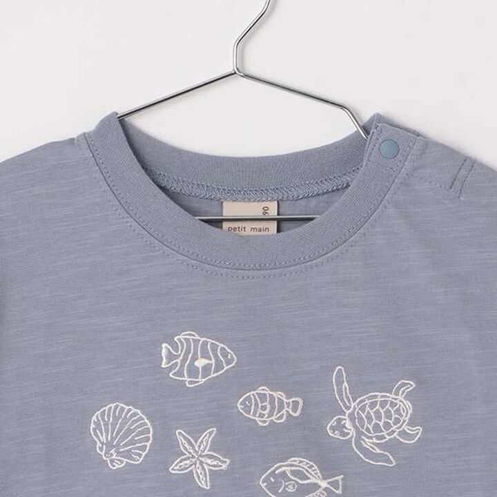 [Cool Touch] Ocean Embroidery Short Sleeve T-Shirt,Salmon pink, medium image number 2