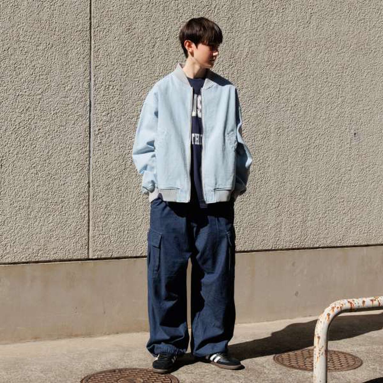 Light Denim Wide Cargo Pants,Deep blue, large image number 14