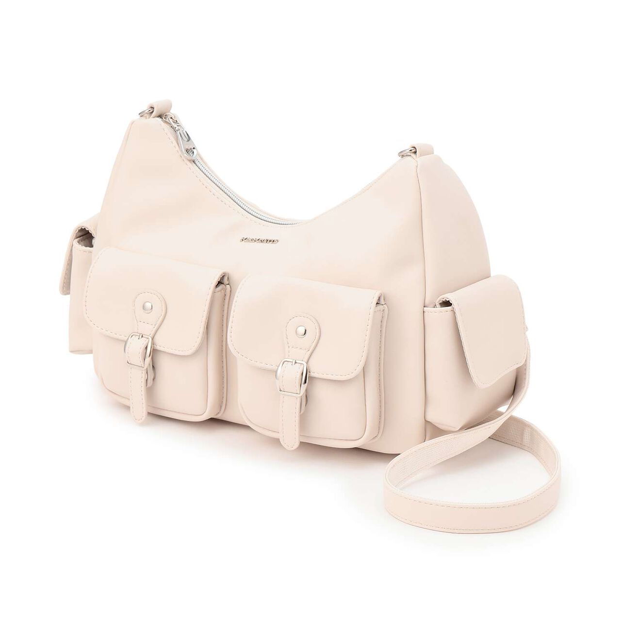 Faux Leather Pocket Shoulder Bag,Off white, large image number 0