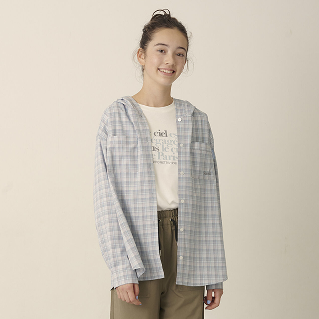 Long Sleeve Shirt Parka + Long Sleeve T-Shirt Set,Blue gray, large image number 0