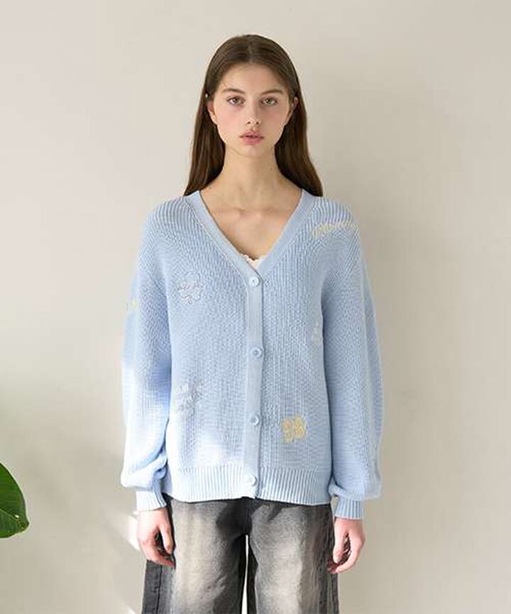 Motif Embroidery Cardigan,Beige, medium image number 15