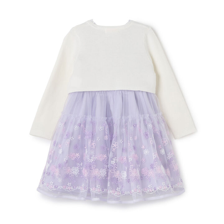 Floral Embroidery Dress & Knit Cardigan Set,Lavender, medium image number 6
