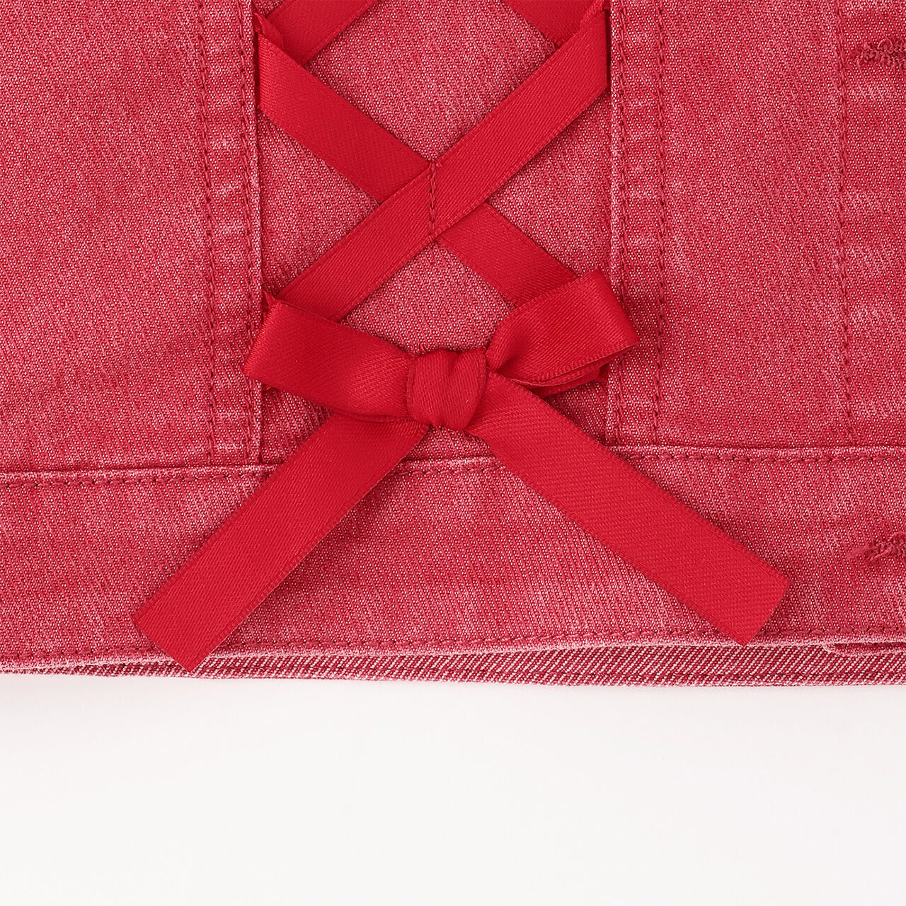Sailor Collar Denim Jacket,Red, large image number 4