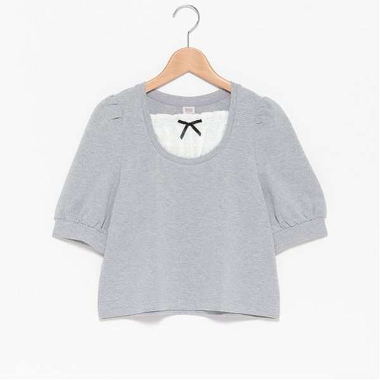 Fabric Panel Contrast T-Shirt (7/8 Sleeve),Black, large image number 15