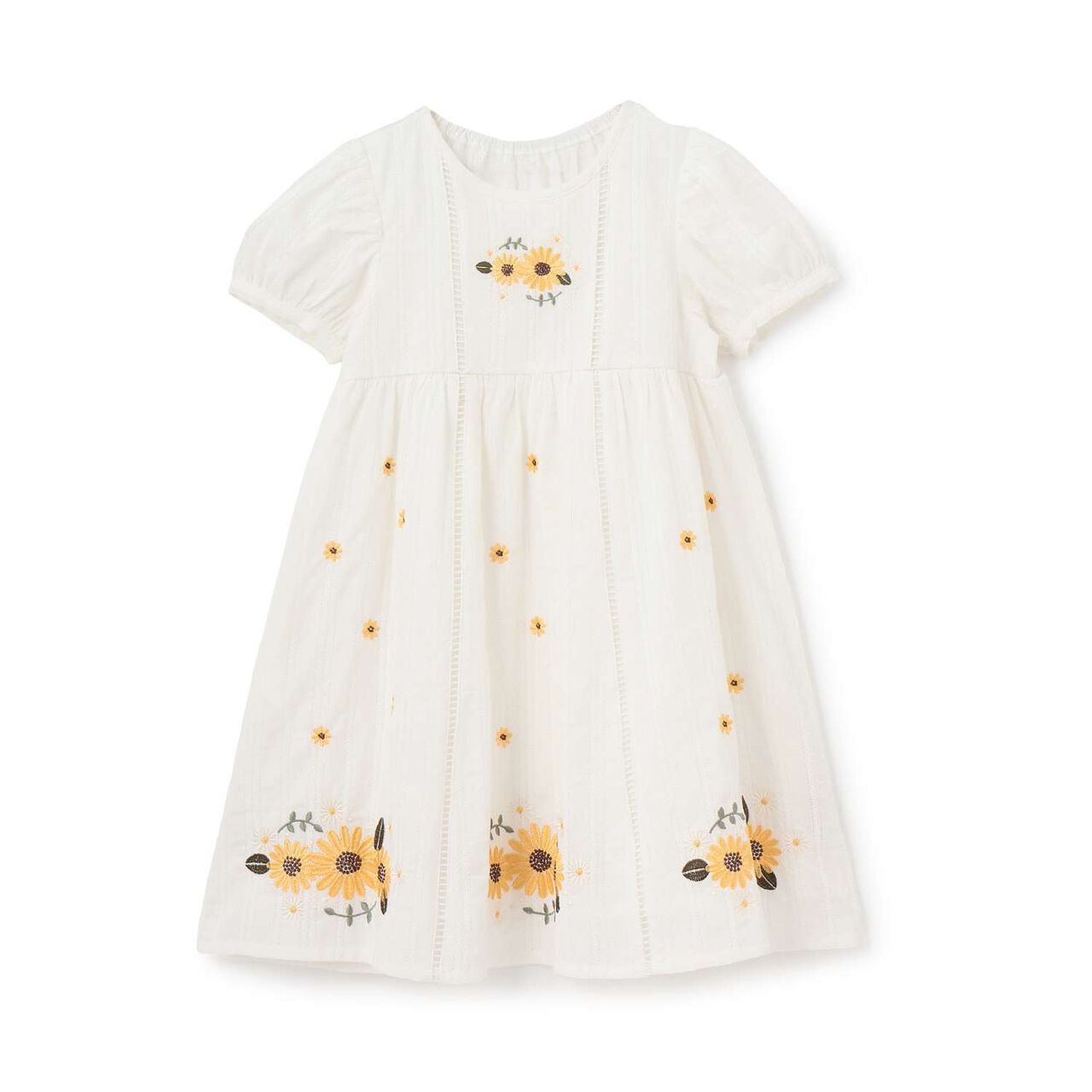 Sunflower Embroidered One-Piece Dress,Off white, large image number 7
