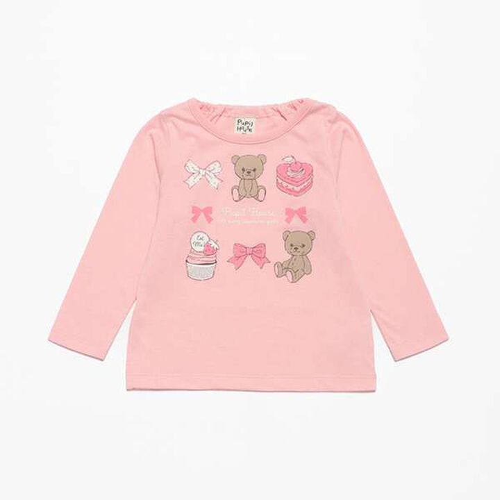 990T Long-Sleeve Bear Ribbon Sweets,Pink, medium image number 0