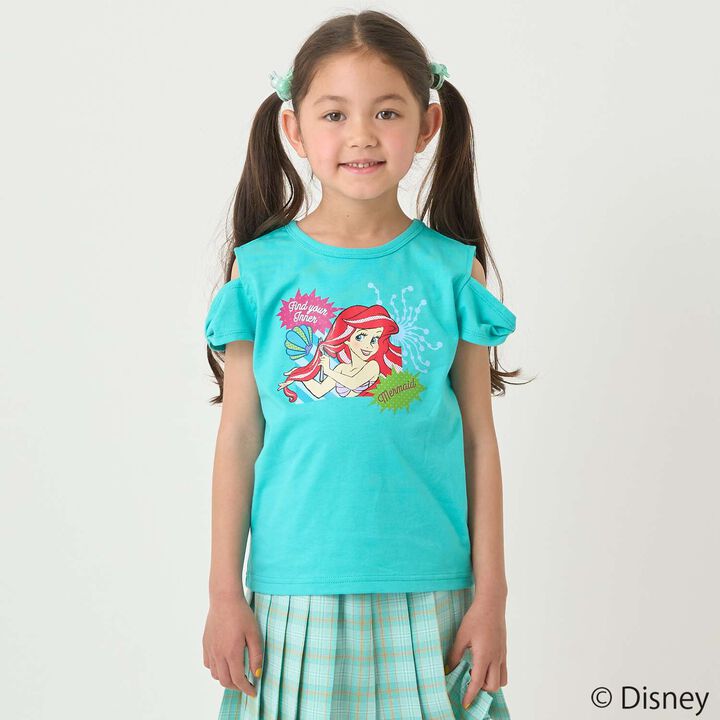 [Stain-resistant and Water-repellent] Disney Princess Off-Shoulder T-Shirt with Ribbon Sleeves,Green, medium image number 0