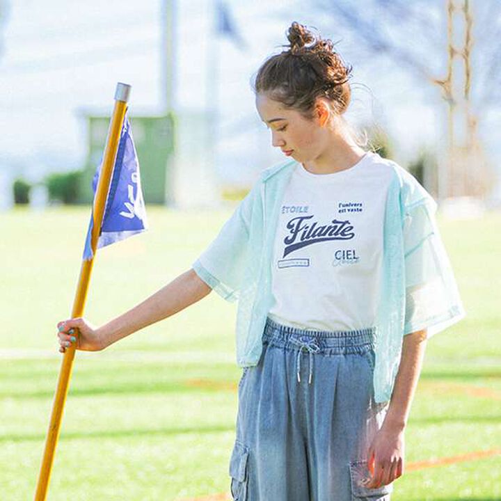 Mesh Short-Sleeve Logo Parka T-Shirt Set,Off white, medium image number 31