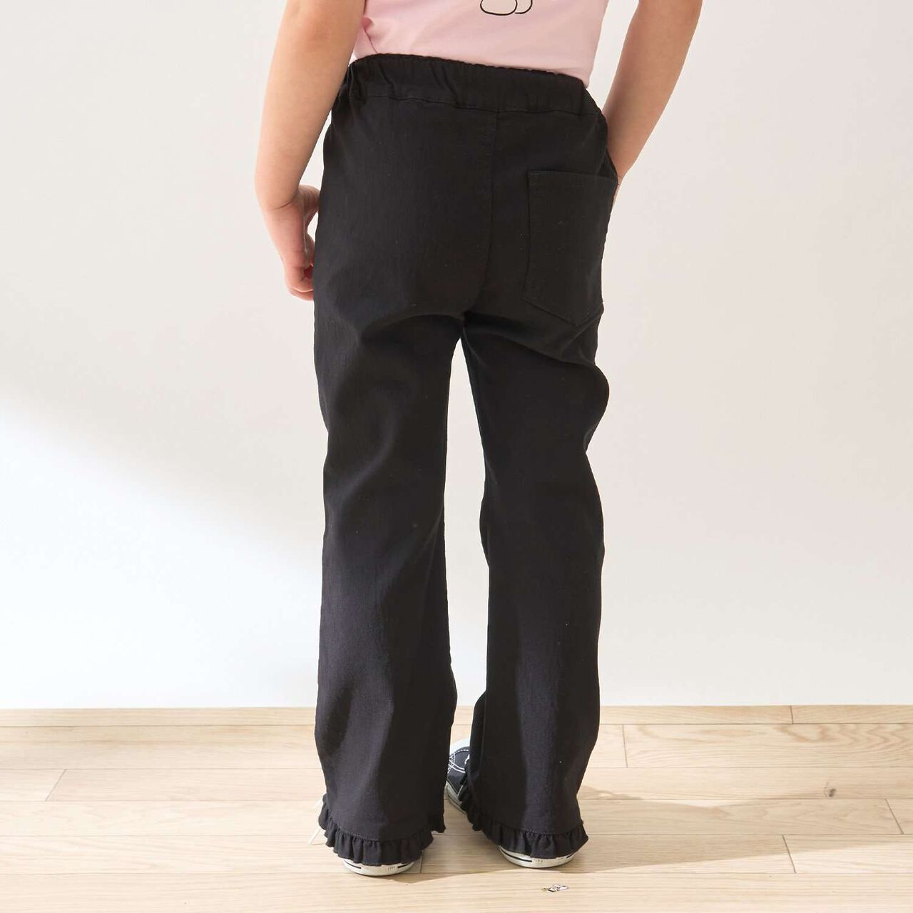 Tomo Pants Stretchy Hem Frill Flared Pants,Black, large image number 32
