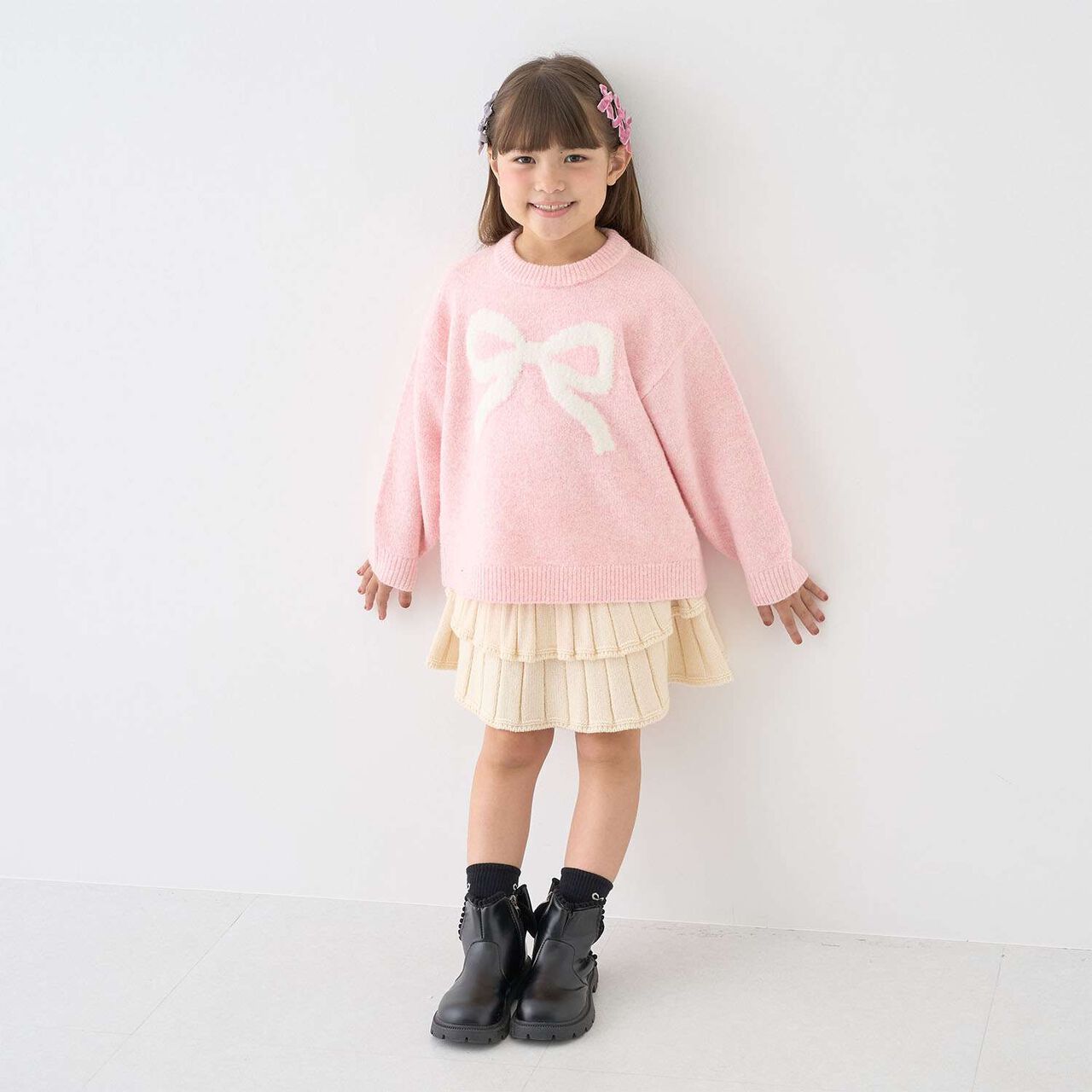 [Safe/Inner Shorts Included] Washable Tiered Knit Skirt,Greige, large image number 1
