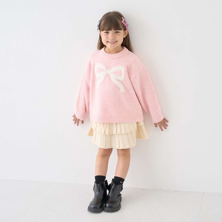 [Safe/Inner Shorts Included] Washable Tiered Knit Skirt,Greige, medium image number 1