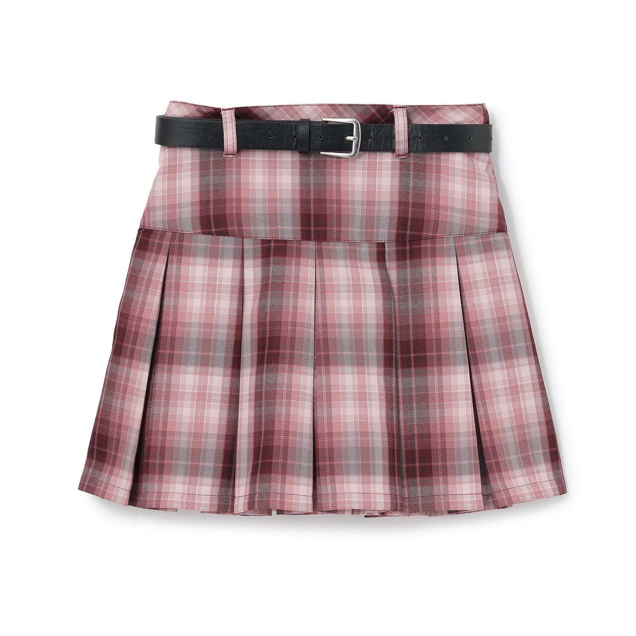 [Easy Care] Check Pleated Skirt with Belt,Pink, large image number 13