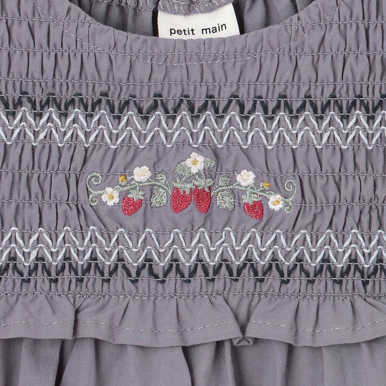 Link Strawberry Embroidery Shirred Tunic,Blue gray, large image number 11