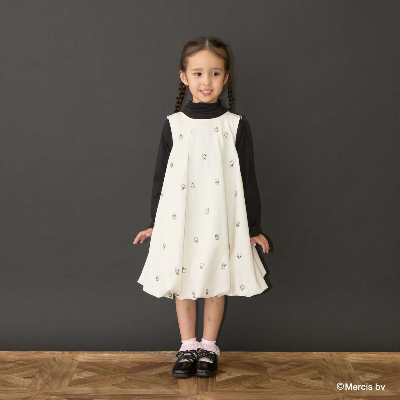 Miffy Embroidered All-Over Pattern Balloon One-Piece Dress,Ivory, large image number 0