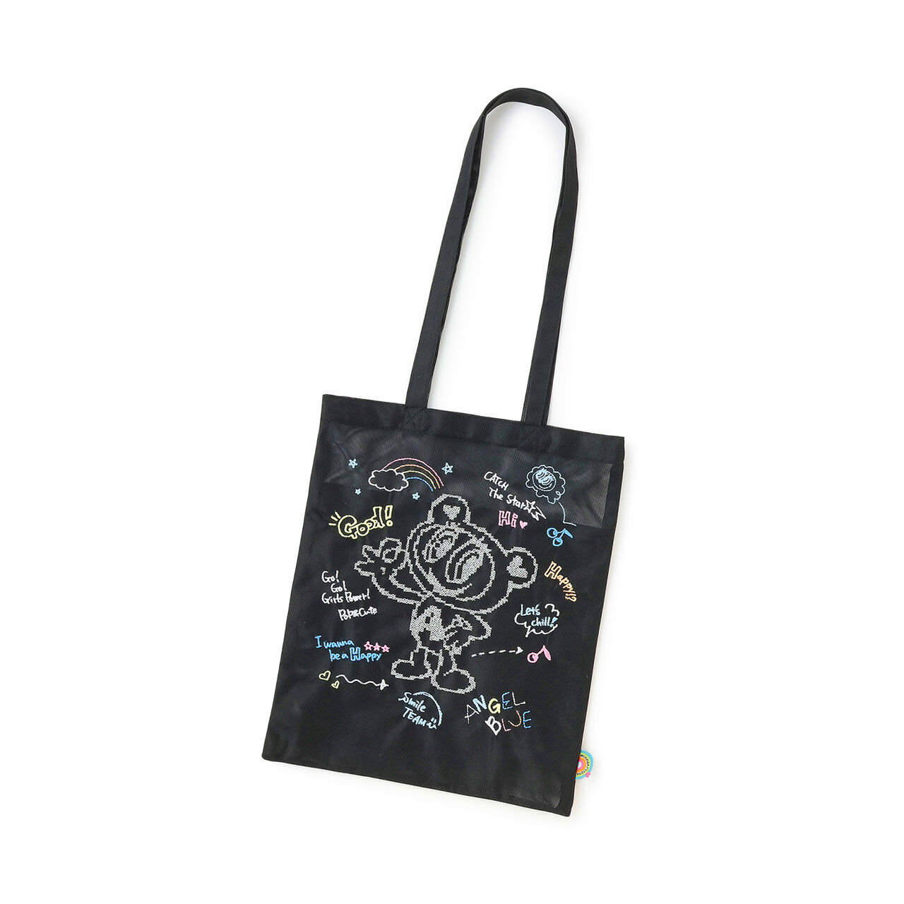 Mr. Nakamura Embroidered Mesh Tote Bag,Black, large image number 4
