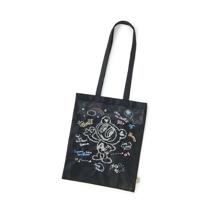 Mr. Nakamura Embroidered Mesh Tote Bag,Black, medium image number 4