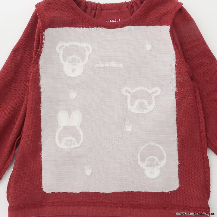 [Monchhichi/Link] Embroidered Long-Sleeve T-Shirt,Brown, medium image number 11