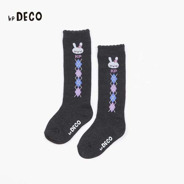 [Made in Japan] KPDECO Argyle Pattern Knee-High Socks (15-23),Charcoal gray, medium image number 0