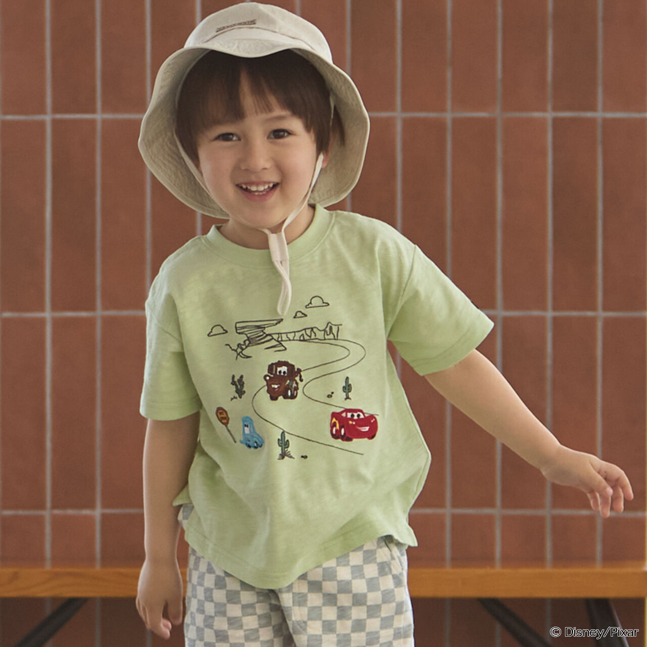[Disney/Pixar] Cool Touch Cars Appliqu&eacute; T-Shirt,Light green, large image number 0