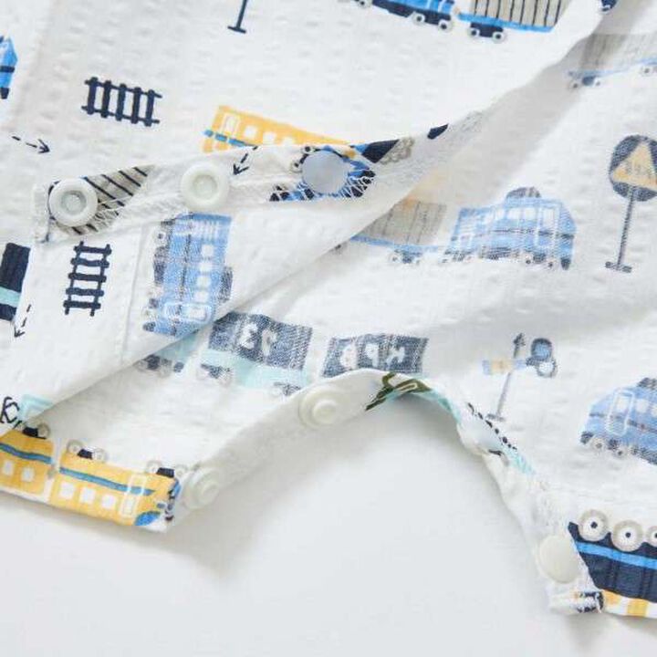 KP Boy Train Print Jinbei All-in-One (Free),White, medium image number 6