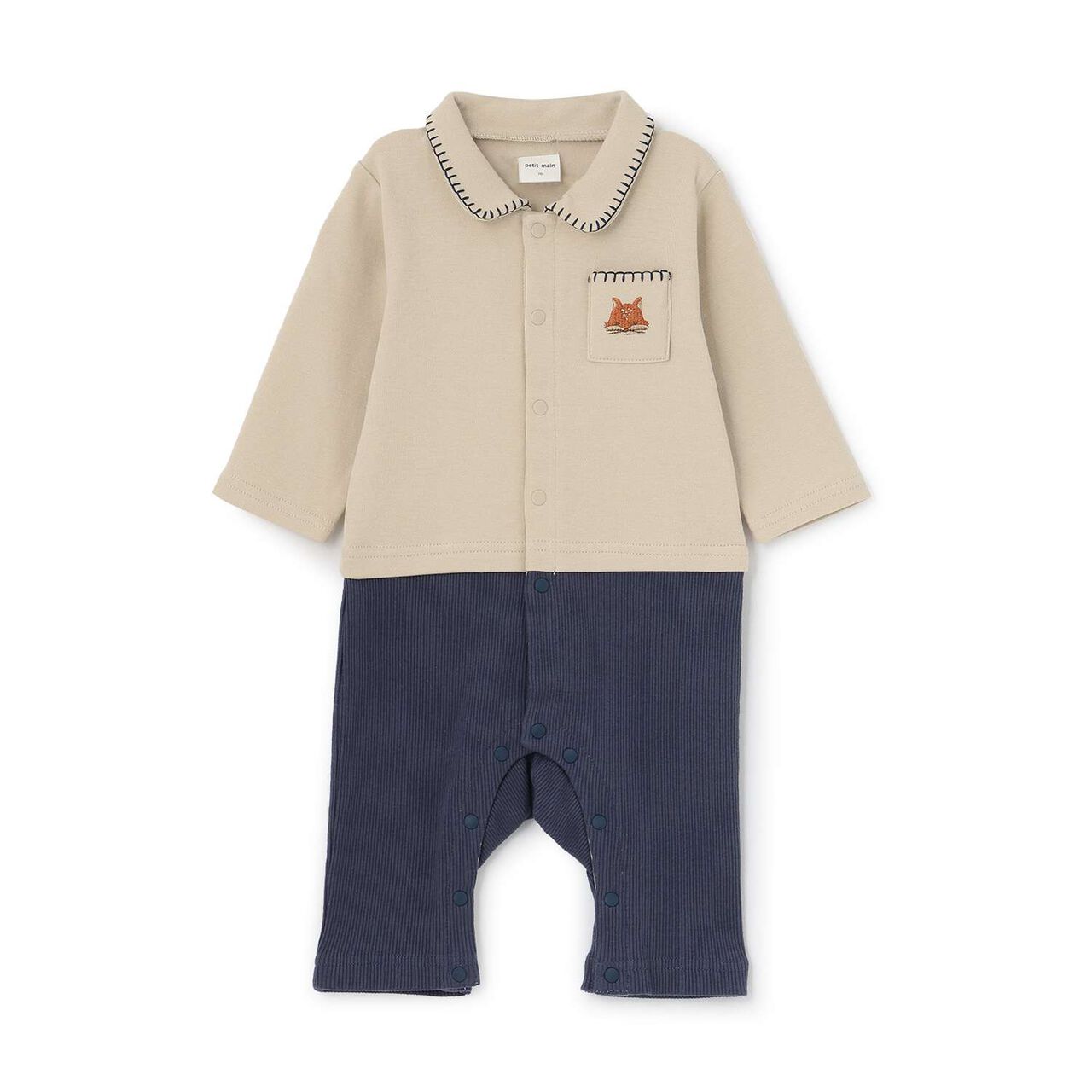 刺繡領連身衣,米色, large image number 0