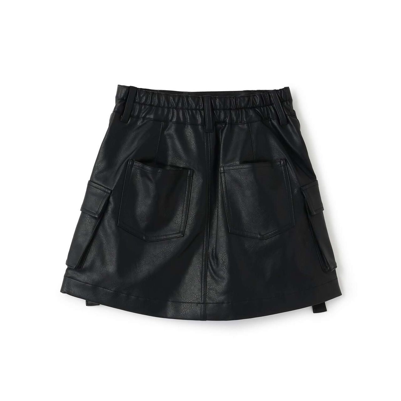 [LTXC] Faux Leather Cargo Mini Skirt,Black, large image number 5