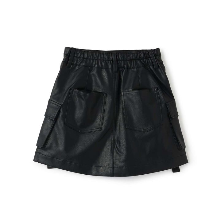 [LTXC] Faux Leather Cargo Mini Skirt,Black, medium image number 5