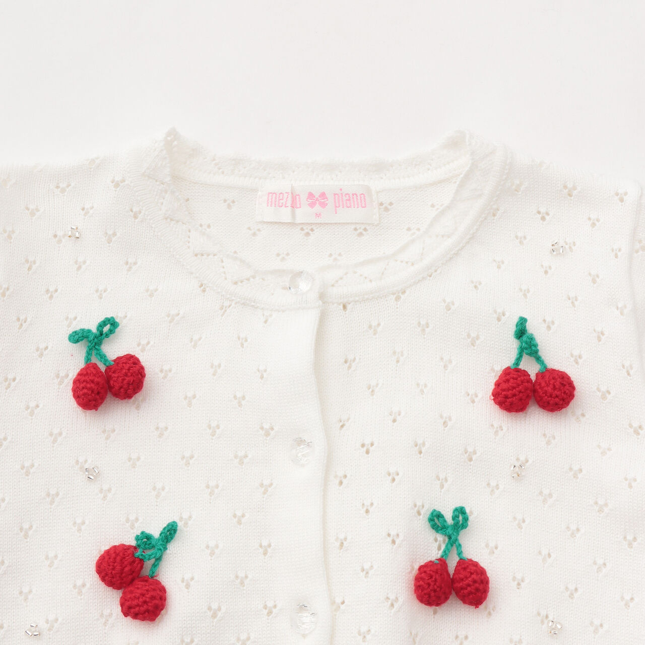 Strawberry & Cherry Motif Cardigan,Off white, large image number 2