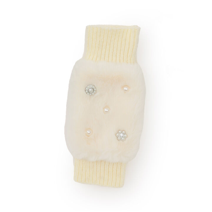 Faux Fur Mittens with Pearl Accents,Light gray, medium image number 7
