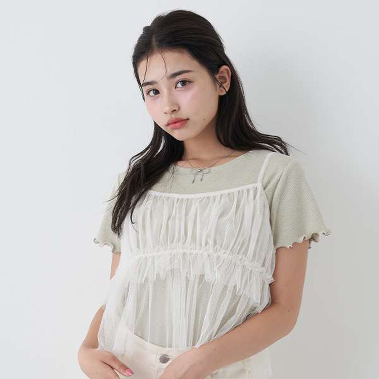 Glittery Layered Tulle Camisole,Pink, large image number 17