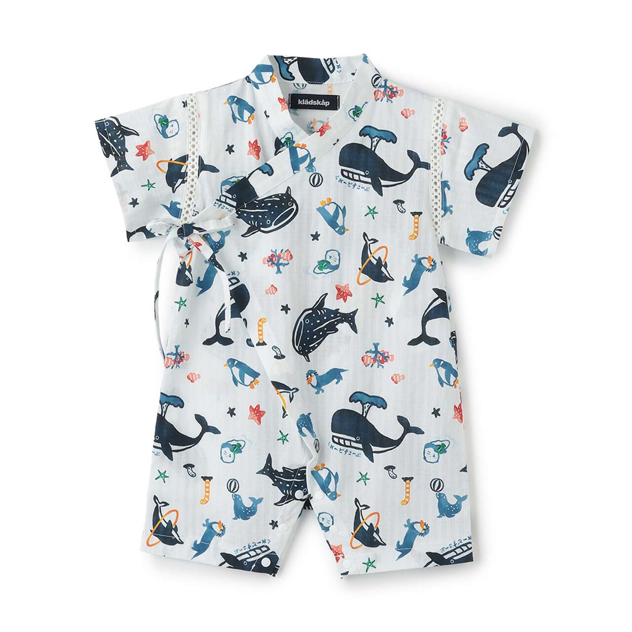 Aquarium Pattern Jinbei Romper,Turquoise, large image number 8