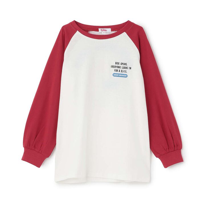[100% Cotton] Pizza Motif Sagara Tunic Long Sleeve T-Shirt,Red, medium image number 0